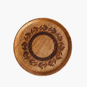 Dessous de plat en bois de Sesham plateau à café en bois brun Design gravure et poignées de maintien Table cuisine décor plateau - Product Image 4