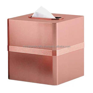 กล่องทิชชู่งานทำมือลายทาง,ที่ใส่ผ้าเช็ดปากเหมาะสำหรับวางบนโต๊ะห้องรับประทานอาหารสำนักงานห้องน้ำสีทองแดง - Product Image 1