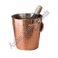 Seau à glace martelé en acier inoxydable poli, fait main, de luxe moderne, avec poignées à pince, écologique, pour fêtes et usage domestique AXIOM HOME