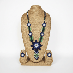 Indigo Fern Blossom Beaded Fine <b>Jewelry</b> <b>Set</b> Freshwater <b>Pearl</b> for Gift Occasions - Product Image 6