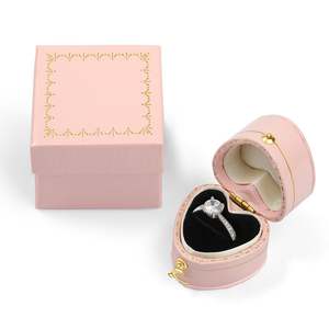 Jeulia Vintage Paper Jewelry <b>Box</b>-Pink Heart Shaped <b>Ring</b> <b>Box</b> for Romantic Gifts - Product Image 1