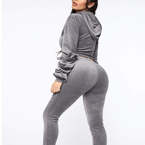 Top court confortable de haute qualité pour femmes, survêtement d'hiver à capuche, service OEM, vente en gros, ensemble de conception personnalisée en polaire respirante - Product Image 6