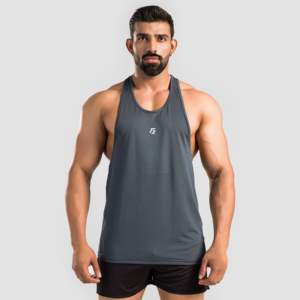 Men's XL Gym <b>Vest</b> Grey GA Puch <b>Stringer</b> Sportswear Compression Muscle Tank Top with Hood Plain 3D Style - Product Image 1