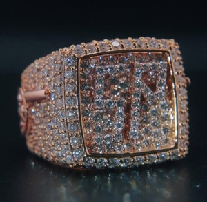 Luxury VVS Moissanite Diamond Cocktail <b>Ring</b> Rhodium Plated <b>925</b> Sterling <b>Silver</b> Square Shape Men's Party Wear <b>Ring</b> - Product Image 1