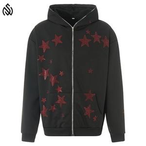 Sweat à capuche zippé en strass de qualité supérieure pour homme, saison automne, design personnalisé brodé et imprimé, style hip-hop - Product Image 1