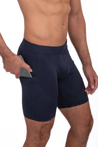 Pantalones cortos de compresión de secado rápido ecológicos para hombre, elásticos, cintura media, Fitness, gimnasio, deportes, entrenamientos, correr, entrenamiento sólido - Product Image 3
