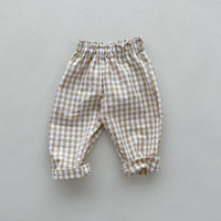 Pantalon ample à carreaux pour bébé fille et garçon avec logo personnalisé, imprimé à carreaux de Noël, bas amples pour enfants, pantalon à carreaux