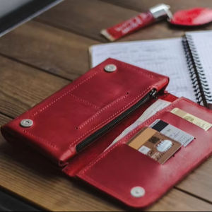 Minimalist Retro Large Genuine Leather <b>Card</b> Holder <b>Wallet</b> with Open Closure LWM-0302 Vintage Style for <b>Women</b> - Product Image 1