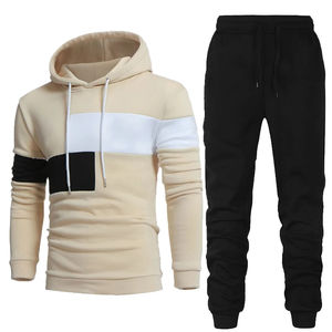 Otoño Invierno patchwork color chándal Sudadera con capucha + Pantalones con cordón conjuntos de 2 piezas sudaderas deportivas para hombre correr ropa deportiva - Product Image 3