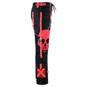 Pantalones de Moda Gótica Oscura con Calavera Roja Grande para Hombre, con Correas Rojas, Cadena y Tachuelas Plateadas 2026 - Product Image 3