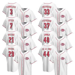 Camisetas de Béisbol Personalizadas para Hombre, Modelo 2025, Color Rojo Cincinnati, Talla Grande, con Logos Blancos Bordados - Product Image 1