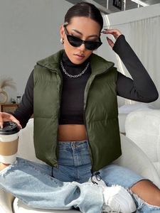 เสื้อกั๊กขนเป็ดแบบมีซิปรูดของผู้หญิงเสื้อโค้ทเสื้อขนเป็ดแบบพรีเมียมเสื้อแจ็คเก็ตแขนกุดสำหรับฤดูหนาว - Product Image 2