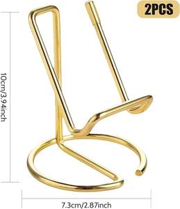 Gol dPlated Round Ornament Display Stand Set of 2 Mini Holders for Eggs Sphere Balls or Crystals Handmade Made In India - Product Image 5