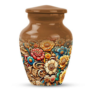 Attractive Design Keepsake Cremation <b>Urns</b> <b>for</b> <b>Human</b> <b>Ashes</b> with Black Matte Finish Keepsake <b>Small</b> <b>Urns</b> with Hand Floral Engraving - Product Image 6