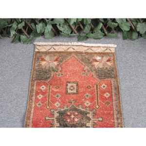 พรมตุรกีขนาดเล็ก 1.5x3 ฟุต พรมวินเทจ พรมลายอิคัตสีแดง - Product Image 3