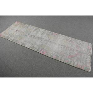 พรมวินเทจตุรกี ขนาด 2.3x7.3 ฟุต (71x223 ซม.) พรมขนสัตว์ลายดอกไม้สีเทา - Product Image 2