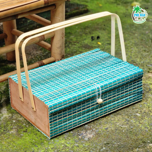 Charming BAMBOO <b>GIFT</b> <b>BASKET</b> FRUIT <b>BASKET</b> with Lid and Handles Perfect for Corporate Gifting Home Decor Viet Nam Crafts - Product Image 2