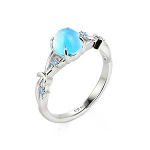 Bague Jeulia Twist Lune et Étoile en argent sterling avec pierre bleue - Product Image 2