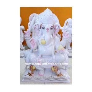 Statue de ganati, pierre naturelle blanche, belle Statue - Product Image 1