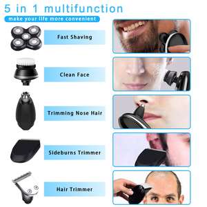 Rasoir Électrique Homme 5-en-1 Étanche Tondeuse Crâne Chauve Tondeuse Barbe Tondeuse Poils Nez Brosse Nettoyante Visage IPX7 pour le Corps - Product Image 6