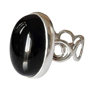 Navya <b>Craft</b> 925 Sterling Silver Women's <b>Ring</b> Black Onyx Oval Claw Boho Style for Christmas Anniversary Birthday Valentine's Day - Product Image 1