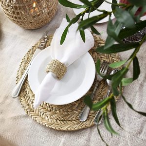 Vente en gros de sets de table classiques écologiques en jacinthe d'eau sous-verre naturel taille personnalisée décoration de table fête mariage - Product Image 2