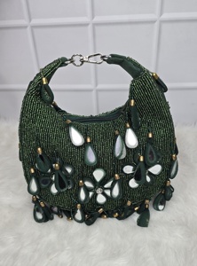 Bolso bohemio de estilo étnico Ins, bolso de mano duradero con espejo y cierre de cremallera, forro de nailon, decoración bordada - Product Image 3