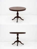 Elefante Accent Européen Amérique du Nord Noyer Vintage Table Ronde Piédestal Table Basse en Bois