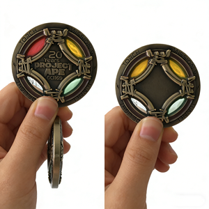 Moneda de desafío de geocaching personalizada, esmaltada translúcida, acabado antiguo, insignia de recuerdo rastreable - Product Image 3