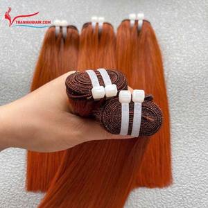 LISTO para ENVÍO 100% Extensiones de cabello humano vietnamita Super doble dibujado Venta al por mayor Color naranja La mejor calidad de un gran proveedor - Product Image 1