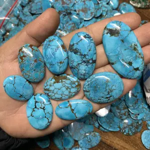 Magenesite绿松石松散宝石凸圆形Hubai绿松石天空蓝色高品质松散宝石绿松石