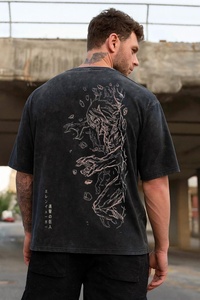 Camiseta Estilo Grunge con Lavado Ácido, Aspecto Vintage, Top de Algodón, Corte Holgado, Atuendo Informal, Prenda Esencial de Streetwear para Hombres y Mujeres - Product Image 6