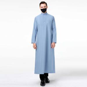 Vente chaude Premium Polyester personnalisé hommes Thobe à manches longues modeste ethnique Jubba inspiré par l'Arabie saoudite Daffah Dubai Style - Product Image 5