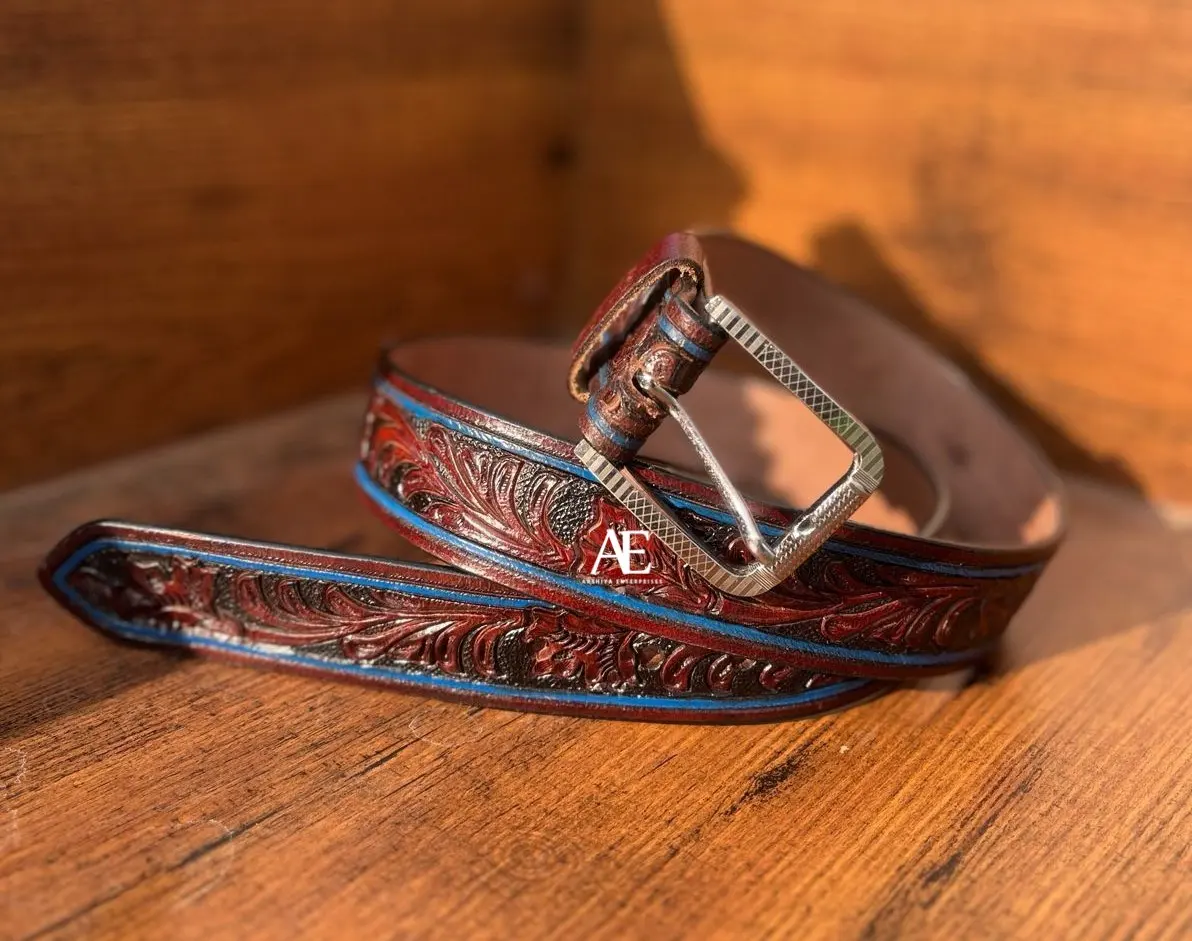 Cinturón occidental de cuero tallado a mano, cinturón occidental clásico de cuero occidental, cinturones de cintura unisex personalizados, novedad