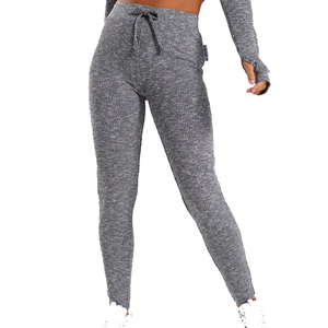 Leggings de yoga pour femmes, taille mi-haute, tricotés, ajustés sur mesure, avec poche, couleurs noir et rose, antibactériens, respirants - Product Image 3
