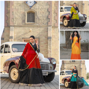 ÚLTIMO COLOR ROJO SUAVE GEORGETTE RICA FOIL TRABAJO LEHENGA CHOLI CON DUPATTA - Product Image 4