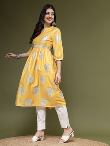 Colección de diseñador exclusivo Ropa étnica india tradicional Kurti de algodón puro con juegos Palazzo del fabricante indio a granel - Product Image 6