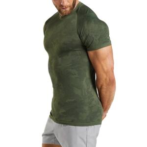 เสื้อยืดตาข่ายรัดรูปแขนสั้นผ้าสแปนเด็กซ์โพลีเอสเตอร์สำหรับผู้ชายเสื้อยืดพิมพ์ลายแบบกำหนดเองสำหรับฟิตเนสยิม - Product Image 2