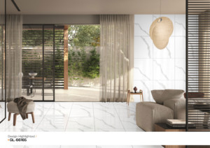 Carreaux en porcelaine polie aspect veines grises 24x24 pouces GL-66165-finition brillante 60x60cm Tuile Statuario pour salon et chambre à coucher - Product Image 2