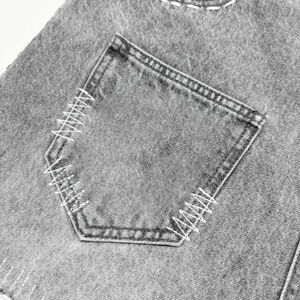 OEM High Quality Streetwear Casual Style Rhinestone Denim Shorts for <b>Men</b> Cut & Sew Acid Wash Distressed Denim Short For <b>Men</b> - Product Image 3