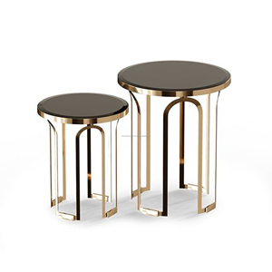 Mesa de cóctel de mármol redondo personalizada, piedra de Metal, Oro Negro, hecha a mano de mármol y acero inoxidable - Product Image 6