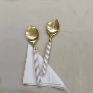 ชุดช้อนส้อมมีด้ามจับทำจากโลหะสวยงามและไม้ด้ามยาวทำจากสเตนเลสสตีลราคาไม่แพง - Product Image 5