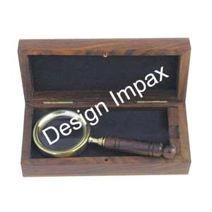 Loupe en laiton avec boîte en bois personnalisée, bordure dorée décorative, loupe de luxe pour la lecture - Product Image 1