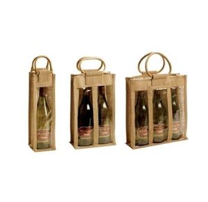 Sac fourre-tout en Jute naturel écologique avec Logo personnalisé, sac de bouteille de vin en jute, sacs de transport pour le vin - Product Image 6