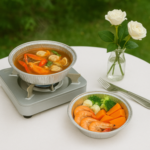 ถาดอบอลูมิเนียมฟอยล์ทรงกลมขนาด23ซม. แบบใช้แล้วทิ้งจากเวียดนาม - Product Image 1