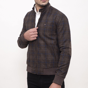 Veste en fourrure marron à manches longues 100% laine, personnalisable avec un design d'hiver brodé, col boutonné, logo sur le devant, vente en gros - Product Image 1
