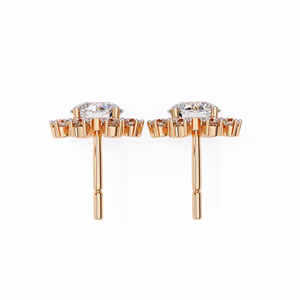 Antique Elegance 14kt <b>Gold</b> Solitaire Stud <b>Earrings</b> Lab Created Celestial Circle Pearl Number Shape Diamond Stylish <b>Vintage</b> Alloy - Product Image 3