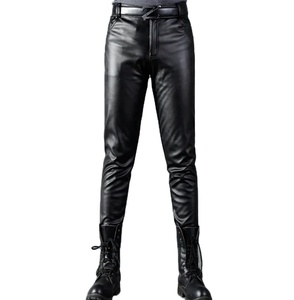 Nouvel arrivage de pantalons en cuir Slim Fit pour hommes pantalons en cuir respirants de haute qualité de couleur noire à bas prix pour hommes - Product Image 5