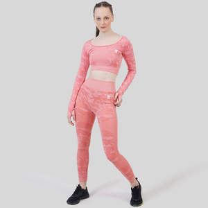 <b>Peach</b> Camo Seamless Crop <b>Top</b> Slim Fit Yoga <b>Top</b> Breathable Lightweight Fashionable Print Short Front Plus Size Option for Outdoor - Product Image 3