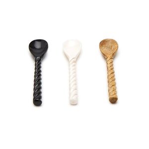 Mini juego de cucharas de madera tallada a mano, cucharas de resina de tres colores para servir utensilios de cocina elegantes para ensalada de Pasta y más - Product Image 1